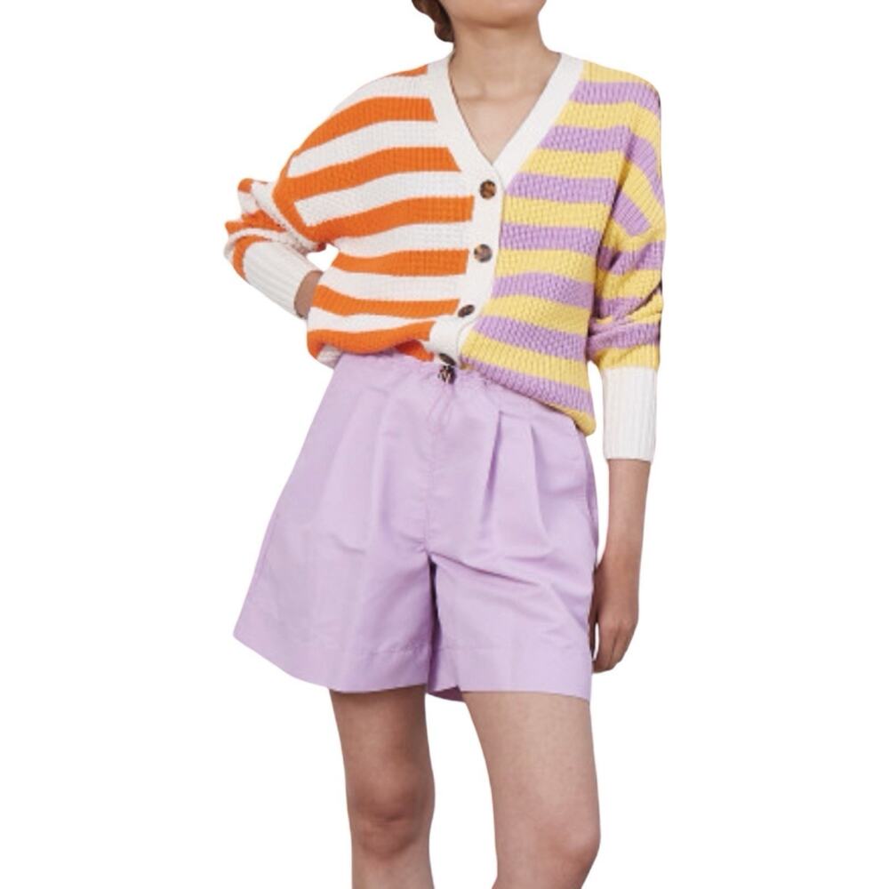 STAUD Coconut Shorts Womens Size S Lavender Purple Nylon Pleated High Rise - Picture 2 of 8